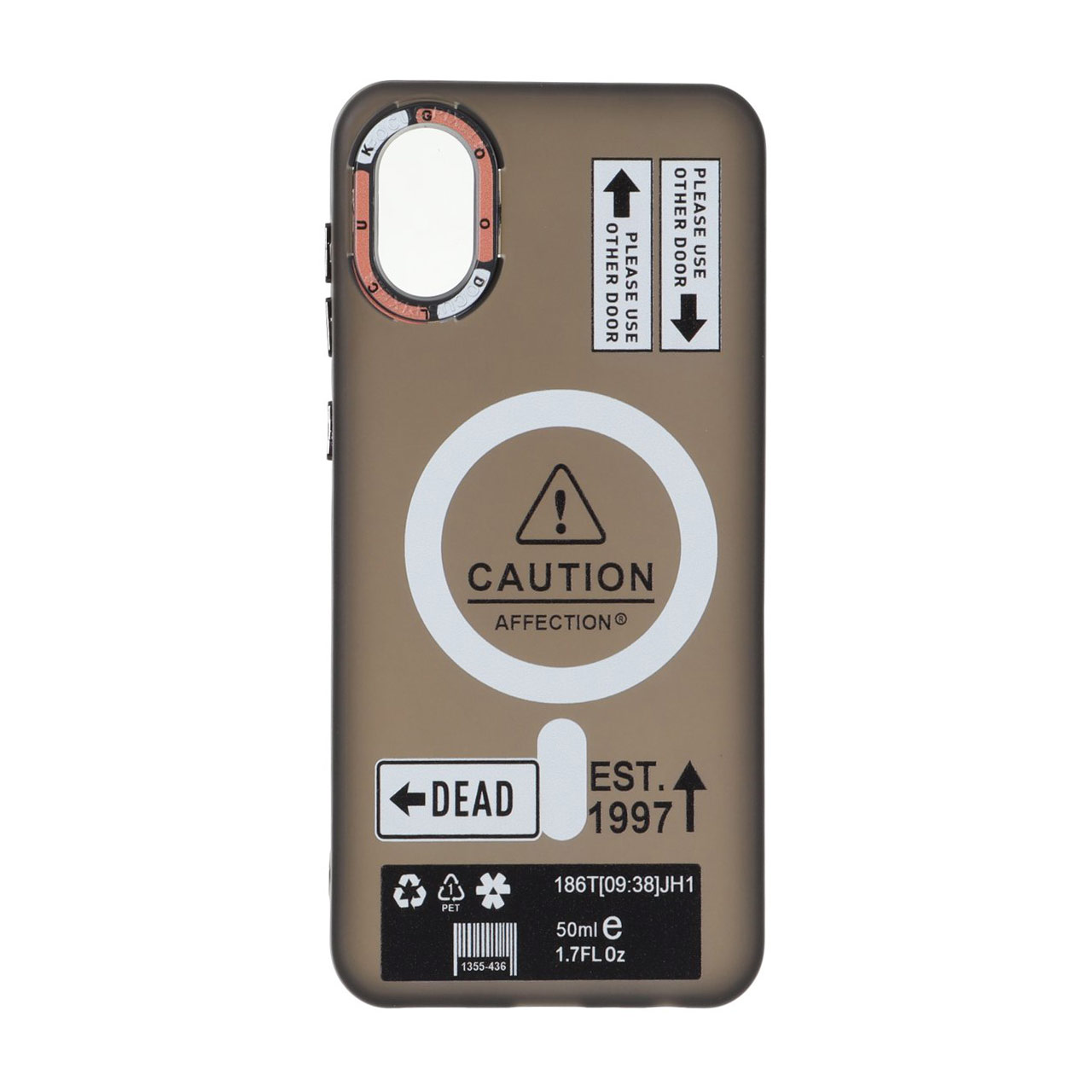 قاب Caution مات طرح مگ سیف دکمه متال Samsung Galaxy A03 Core - مشکی