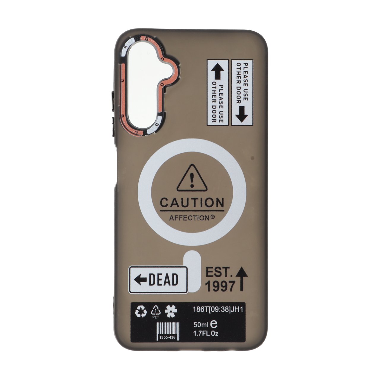قاب Caution مات طرح مگ سیف دکمه متال Samsung Galaxy A05s / M14 4G / F14 4G - مشکی