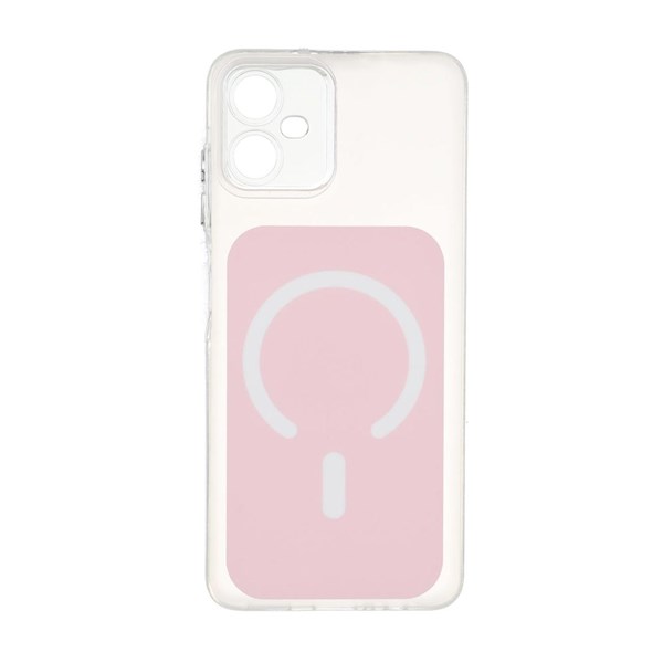 قاب مستطیلی دور ژله ای طرح مگ سیف لنز شفاف Samsung Galaxy A06 - صورتی