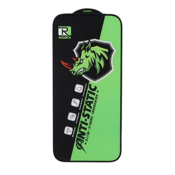 محافظ صفحه نمایش شیشه ای Full Cover Robix Anti Static ESD مدل Apple iPhone 17 / iPhone 16 Pro