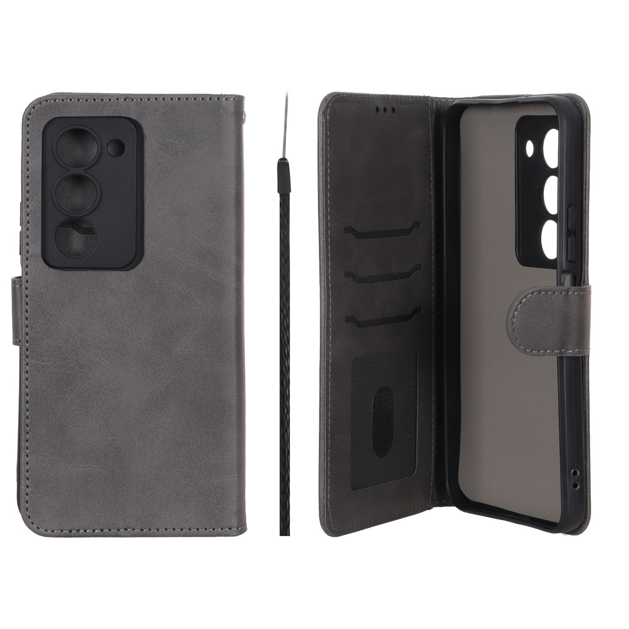 کیف موبایل مگنتی Crystal داخل مخمل Xiaomi Redmi 15 4G - طوسی