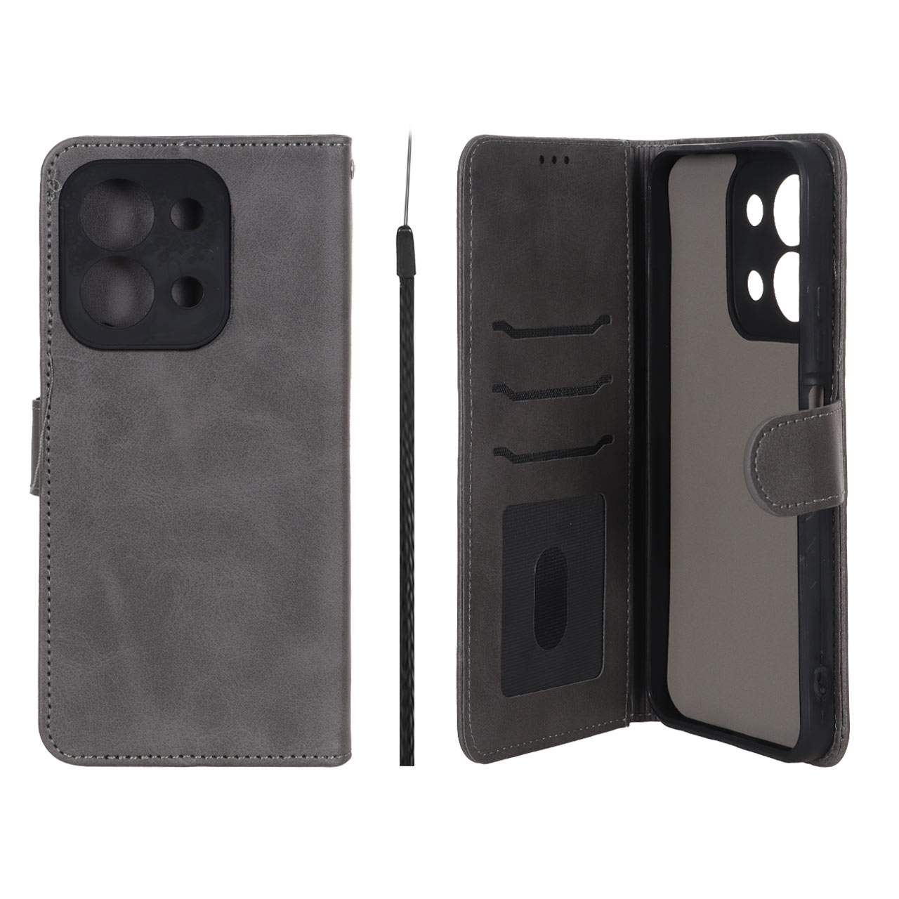 کیف موبایل مگنتی Crystal داخل مخمل Xiaomi Redmi 15C / Poco C85 - طوسی