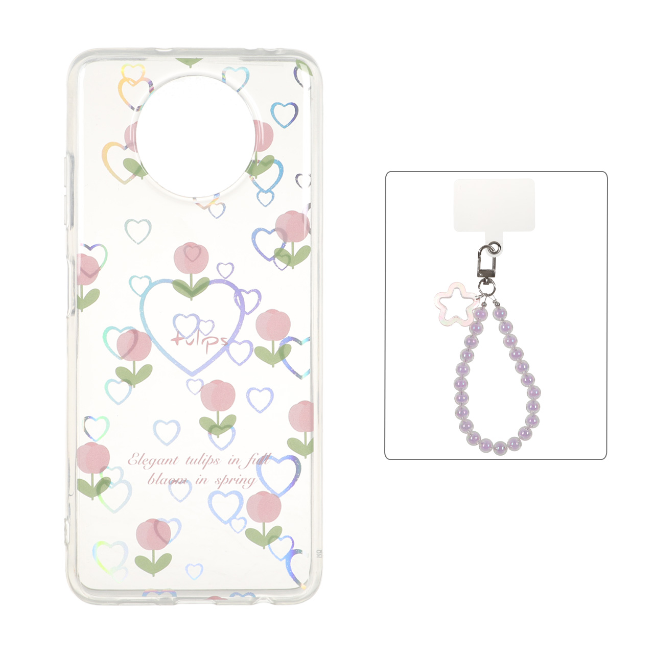 قاب قلبی هولوگرامی با آویز مچی مرواریدی Xiaomi Poco X3 / Poco X3 Pro / Poco X3 NFC - طرح 66