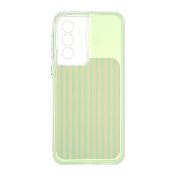 قاب مستطیلی Stripe لنز شفاف Samsung Galaxy A37 - سبز