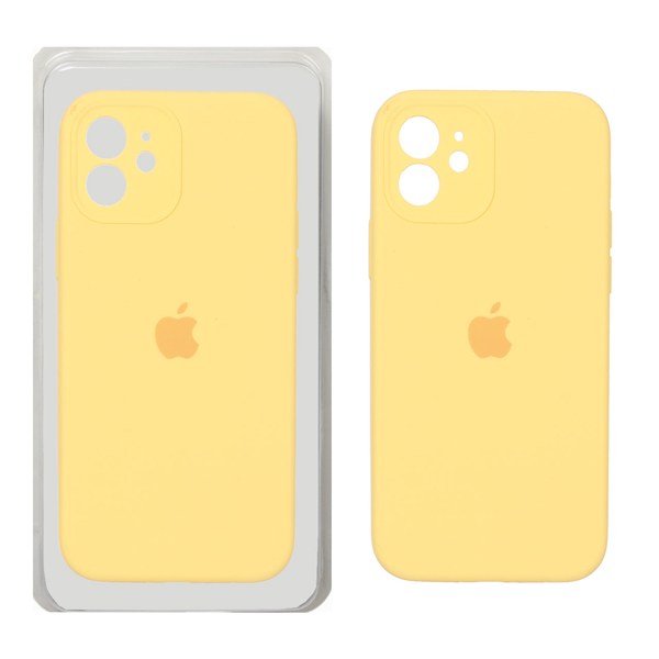 قاب سیلیکونی پاک کنی محافظ لنزدار اورجینال Apple iPhone 12 - زرد (پک اصلی)