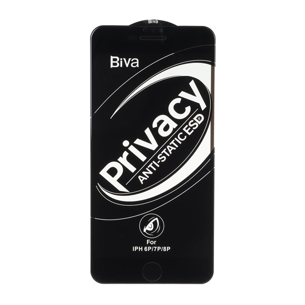 محافظ صفحه نمایش شیشه ای Full Cover Privacy Biva مدل Apple iPhone 6 ‌Plus / iPhone 6S Plus / iPhone 7 Plus / iPhone 8 Plus - مشکی