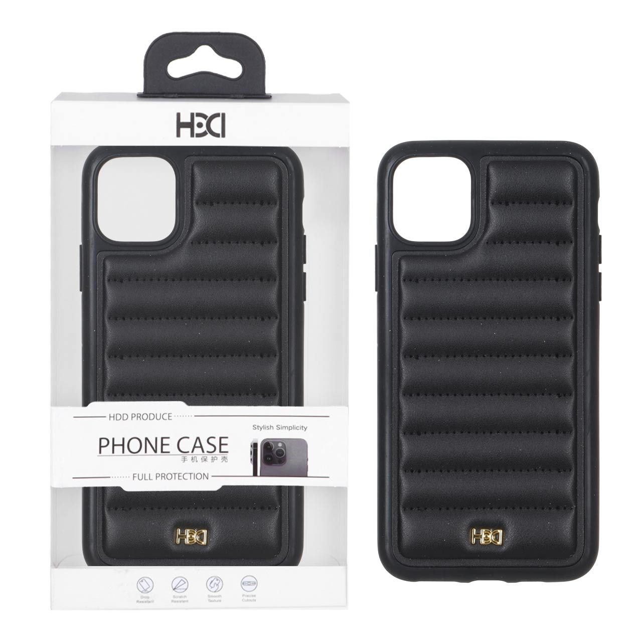 قاب اورجینال HDD چرم پافری طرح دوخت Apple iPhone 11 Pro Max - مشکی (پک دار)