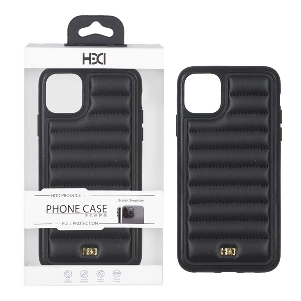 قاب اورجینال HDD چرم پافری طرح دوخت Apple iPhone 11 Pro Max - مشکی (پک دار)