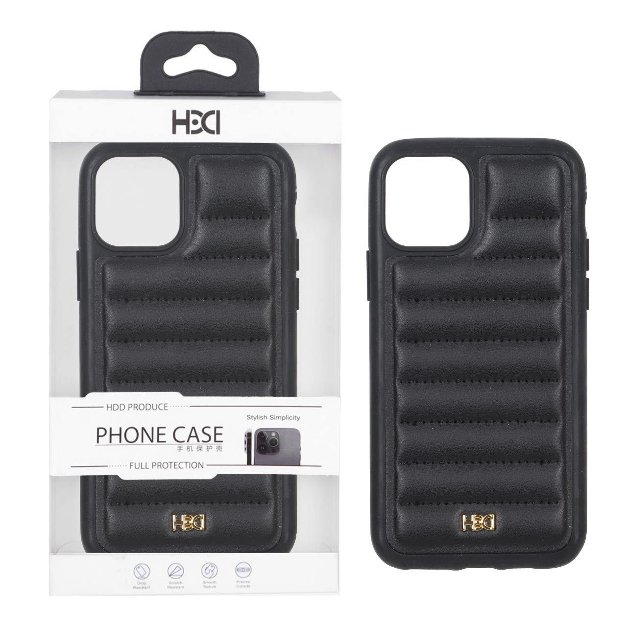 قاب اورجینال HDD چرم پافری طرح دوخت Apple iPhone 11 Pro - مشکی (پک دار)