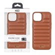 قاب اورجینال HDD چرم پافری طرح دوخت Apple iPhone 13 / iPhone 14 - کاراملی (پک دار)