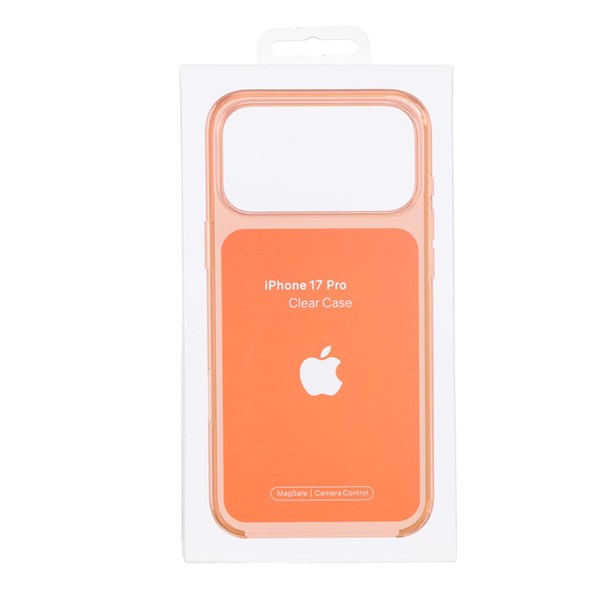 قاب اورجینال Clear Case شفاف MagSafe آی سی دار Apple iPhone 17 Pro - نارنجی (پک دار)
