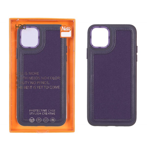 قاب اورجینال HDD برزنتی دور چرم دوخت دار Apple iPhone 11 Pro Max - بنفش (پک دار)