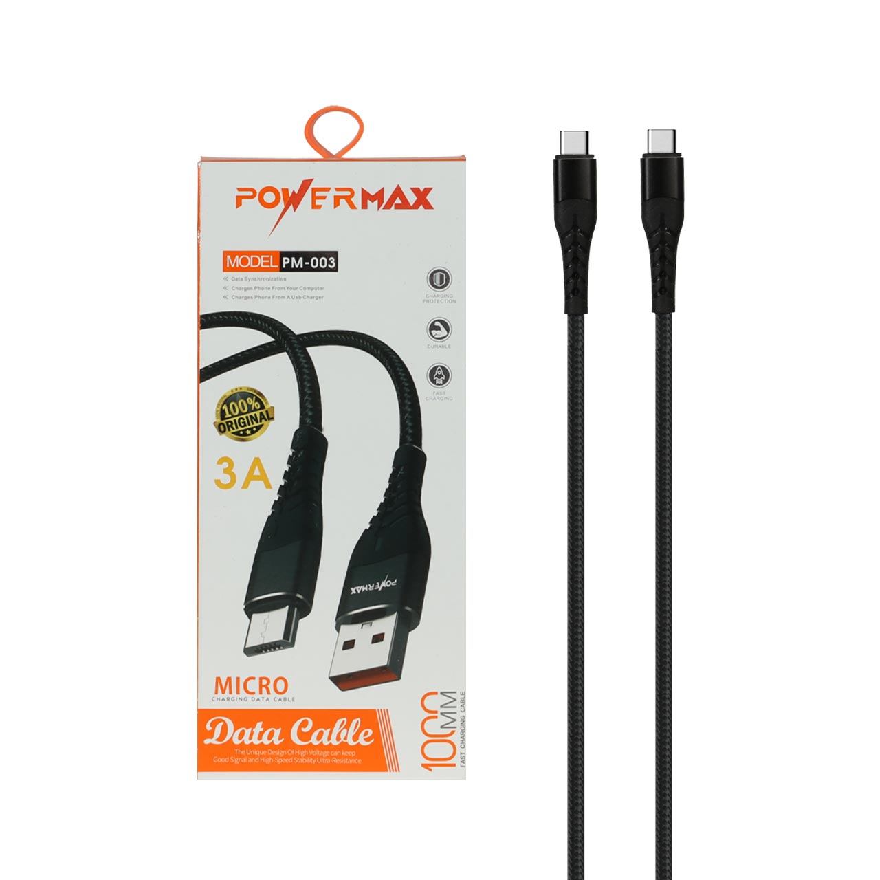 کابل شارژ فست Power Max Type-C To Type-C مدل PM-003 60W - مشکی
