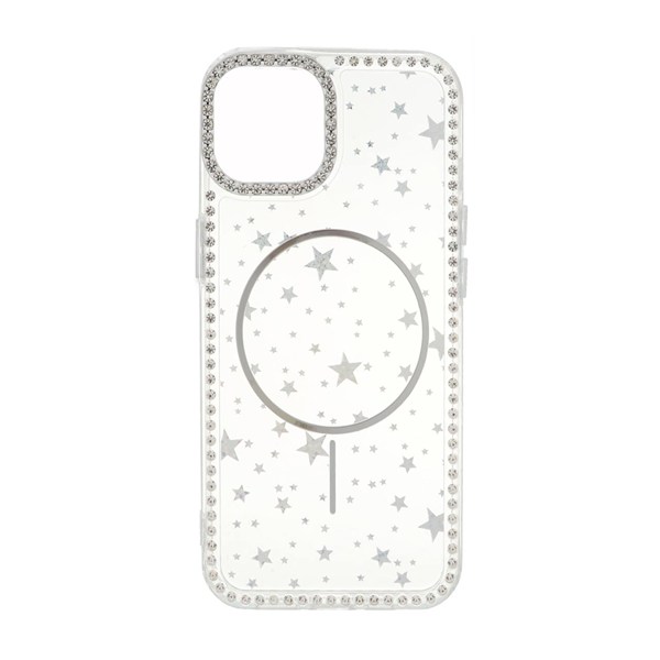 قاب Star شفاف طرح مگ سیف نگین دار Apple iPhone 13 / iPhone 14 - نقره ای