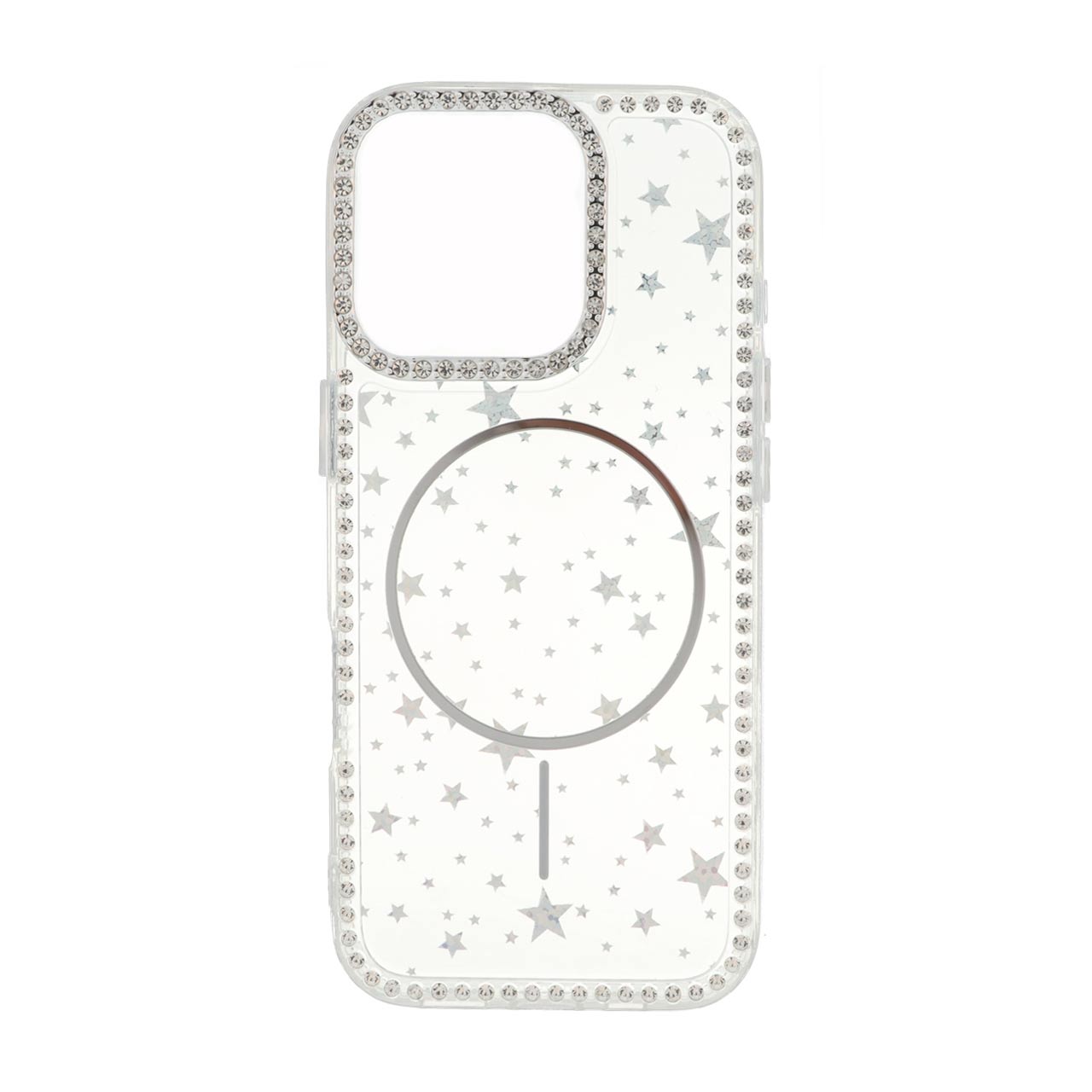 قاب Star شفاف طرح مگ سیف نگین دار Apple iPhone 16 Pro - نقره ای
