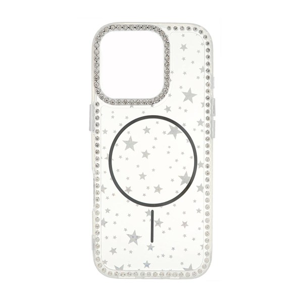 قاب Star شفاف طرح مگ سیف نگین دار Apple iPhone 16 Pro - مشکی