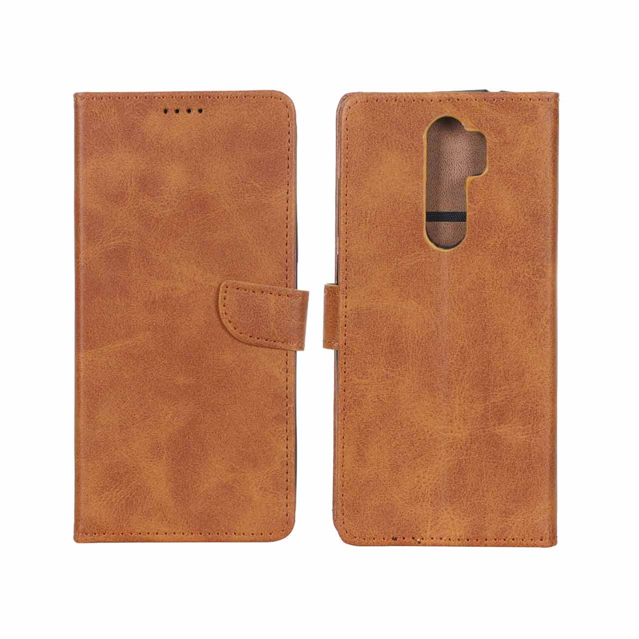 کیف چرمی موبایل مگنتی Xiaomi Redmi Note 8 Pro - عسلی