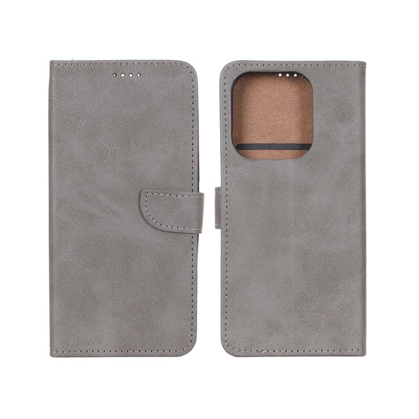 کیف چرمی موبایل مگنتی Xiaomi Redmi Note 14 4G - خاکستری