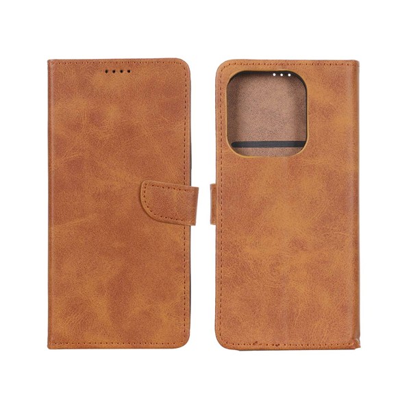 کیف چرمی موبایل مگنتی Xiaomi Redmi Note 14 4G - عسلی