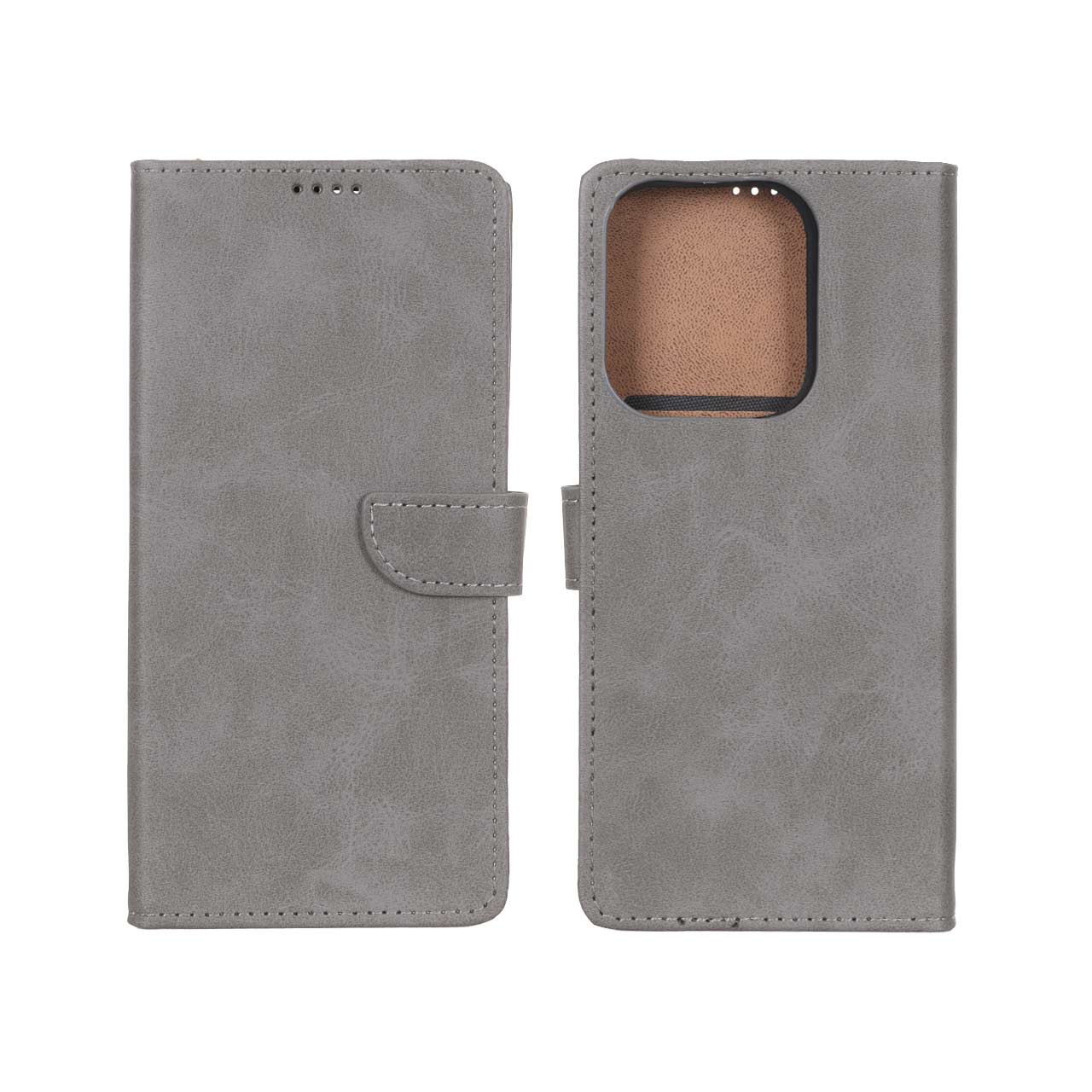 کیف چرمی موبایل مگنتی Xiaomi Redmi 15C / Poco C85 - خاکستری