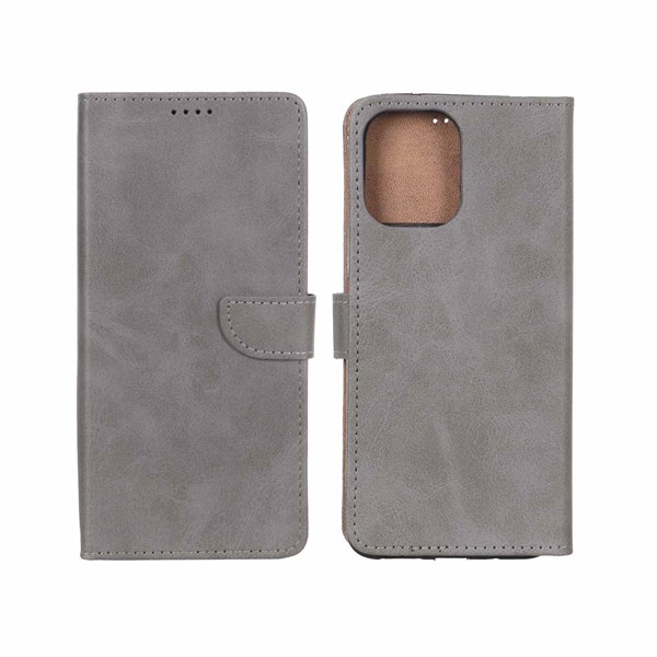 کیف چرمی موبایل مگنتی Xiaomi Redmi 12 / Poco M6 Pro 5G - خاکستری