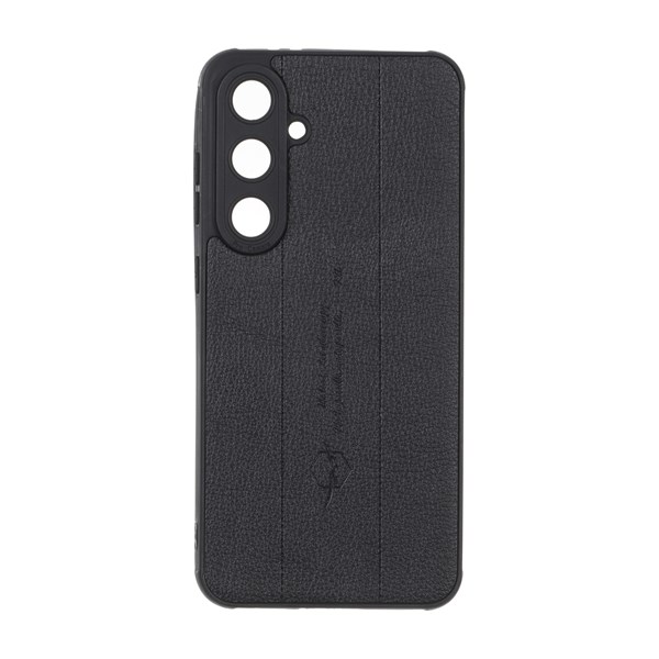 قاب چرمی Text طرح دوخت محافظ لنزدار Samsung Galaxy S24 FE - مشکی