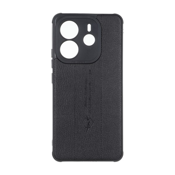 قاب چرمی Text طرح دوخت محافظ لنزدار Xiaomi Redmi Note 14 4G - مشکی