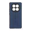 قاب چرمی Text طرح دوخت محافظ لنزدار Xiaomi Redmi Note 14 Pro 4G - سرمه ای