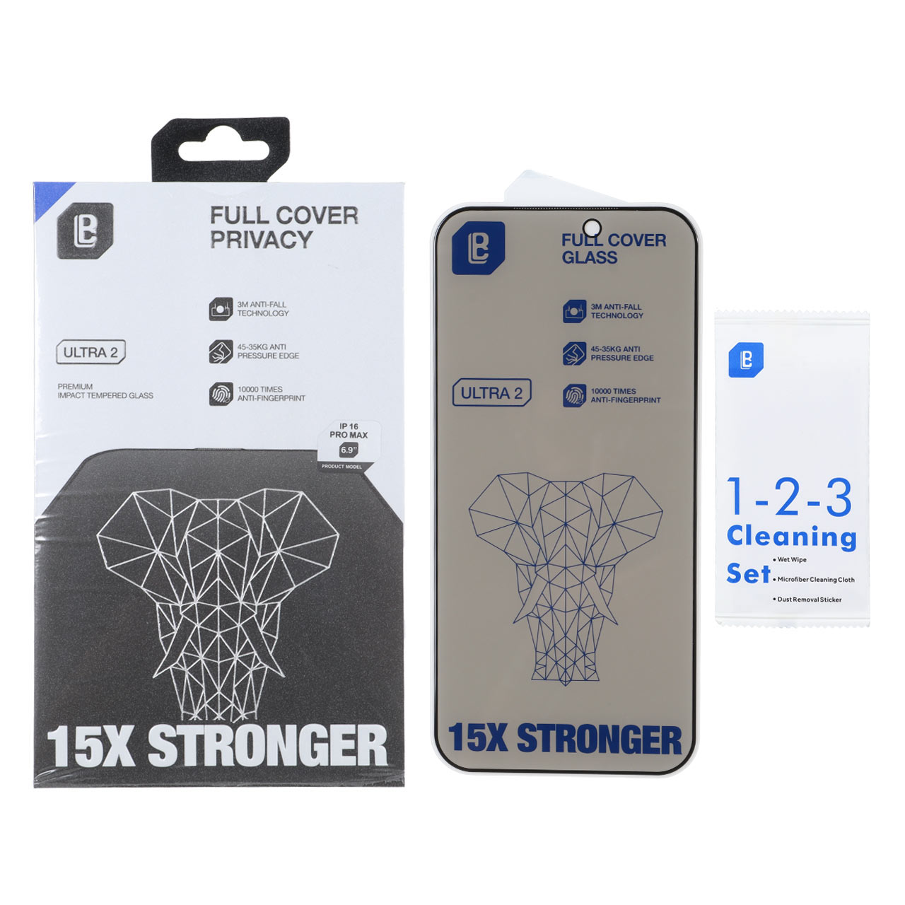 محافظ صفحه نمایش شیشه ای Full Cover Privacy Lanbi - 15X Stronger مدل Apple iPhone 17 Pro Max (پک دار)