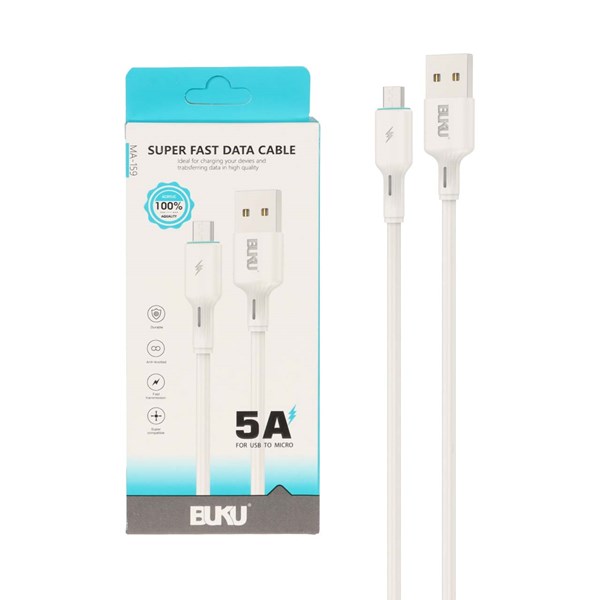 کابل شارژ فست اندروید BUKU مدل MA-159 - سفید - MMS (گارانتی شش ماهه YA)