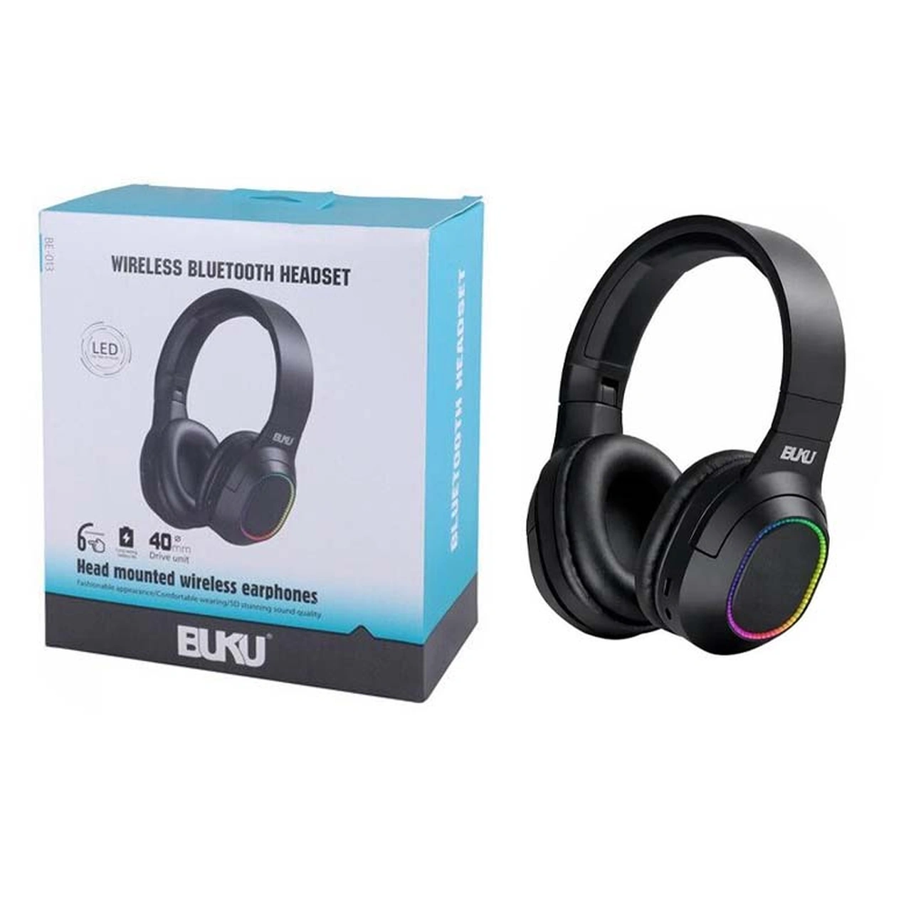 هدفون بی سیم BUKU مدل BE-013 - مشکی - MMS (پک ضعیف) (گارانتی شش ماهه YA)