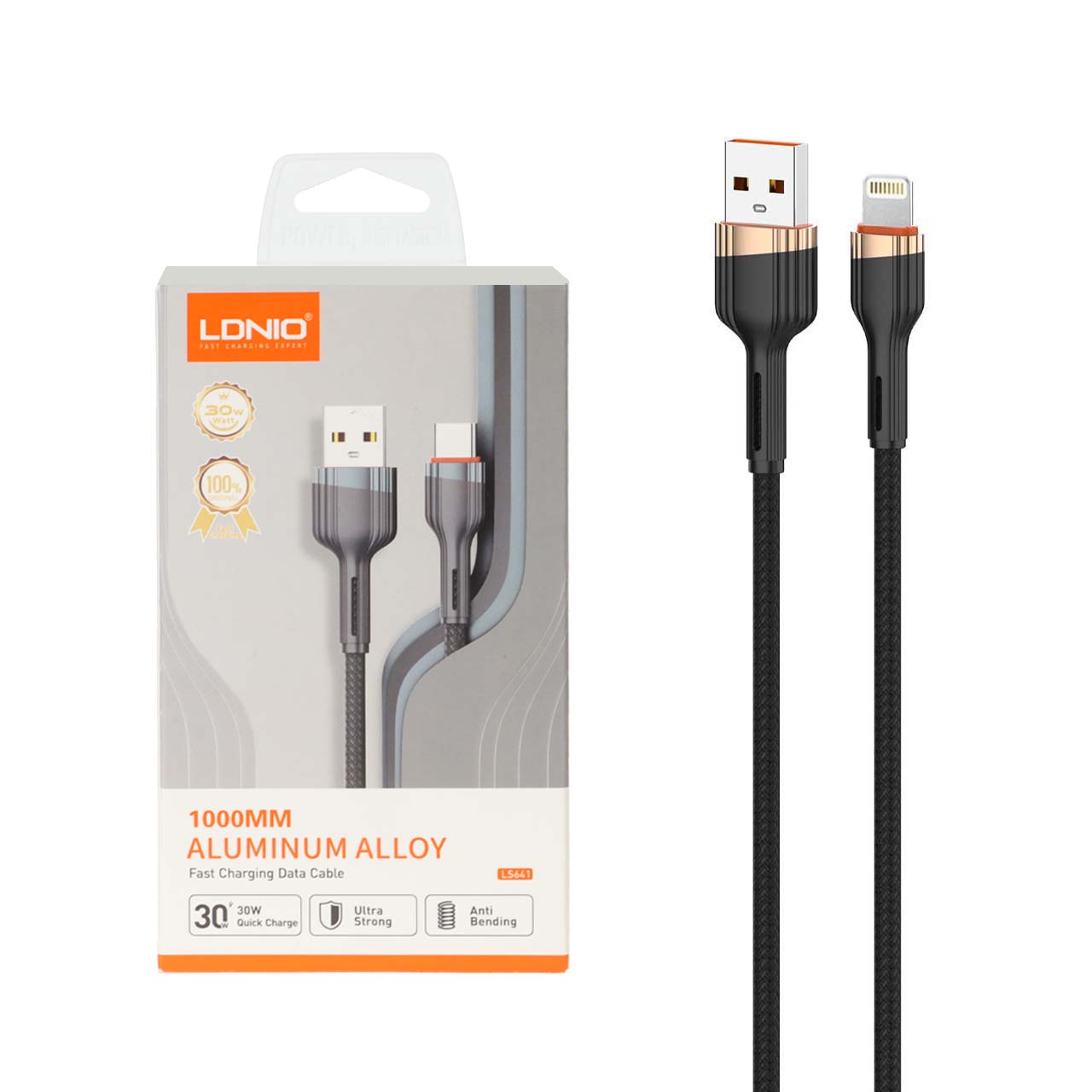 کابل شارژ فست آیفون LDNIO مدل LS641 - خاکستری