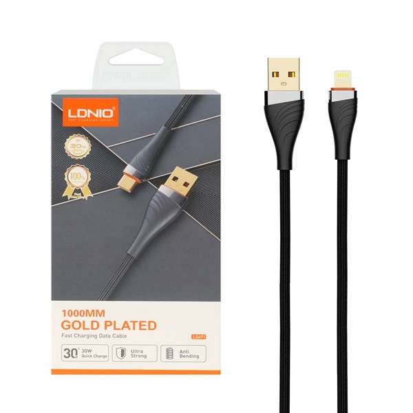 کابل شارژ فست آیفون LDNIO مدل LS691 - خاکستری (اصلی)