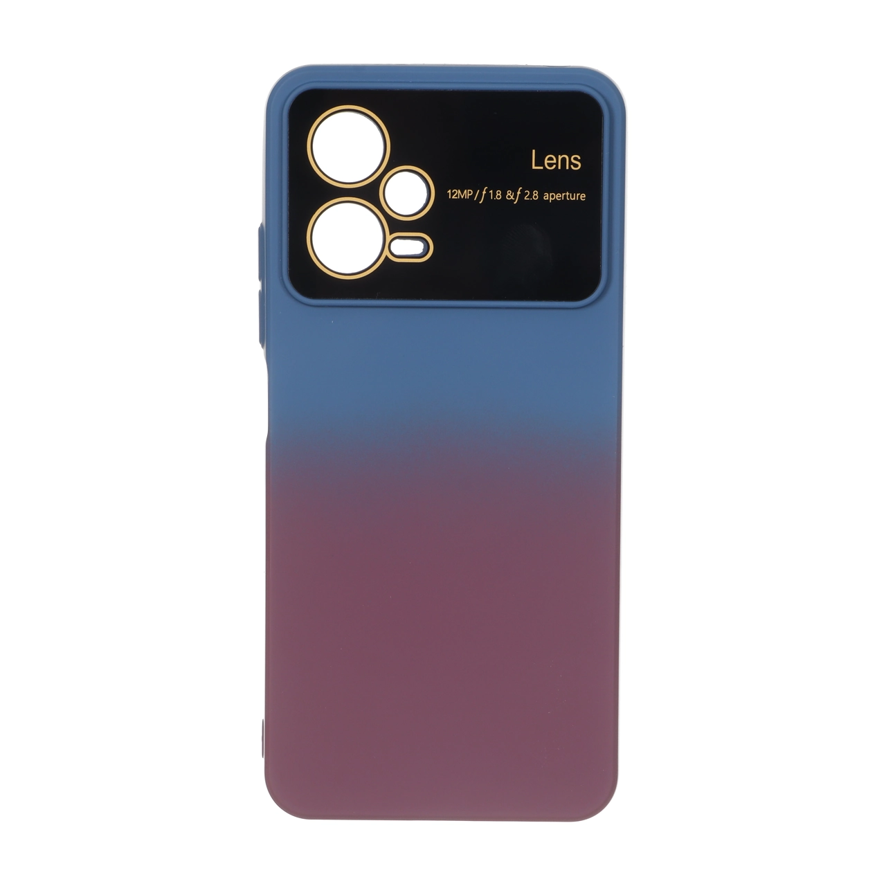 قاب Auto Focus دو رنگ محافظ لنز گلس دار Xiaomi Redmi Note 12 5G / Poco X5 5G - سرمه ای زرشکی