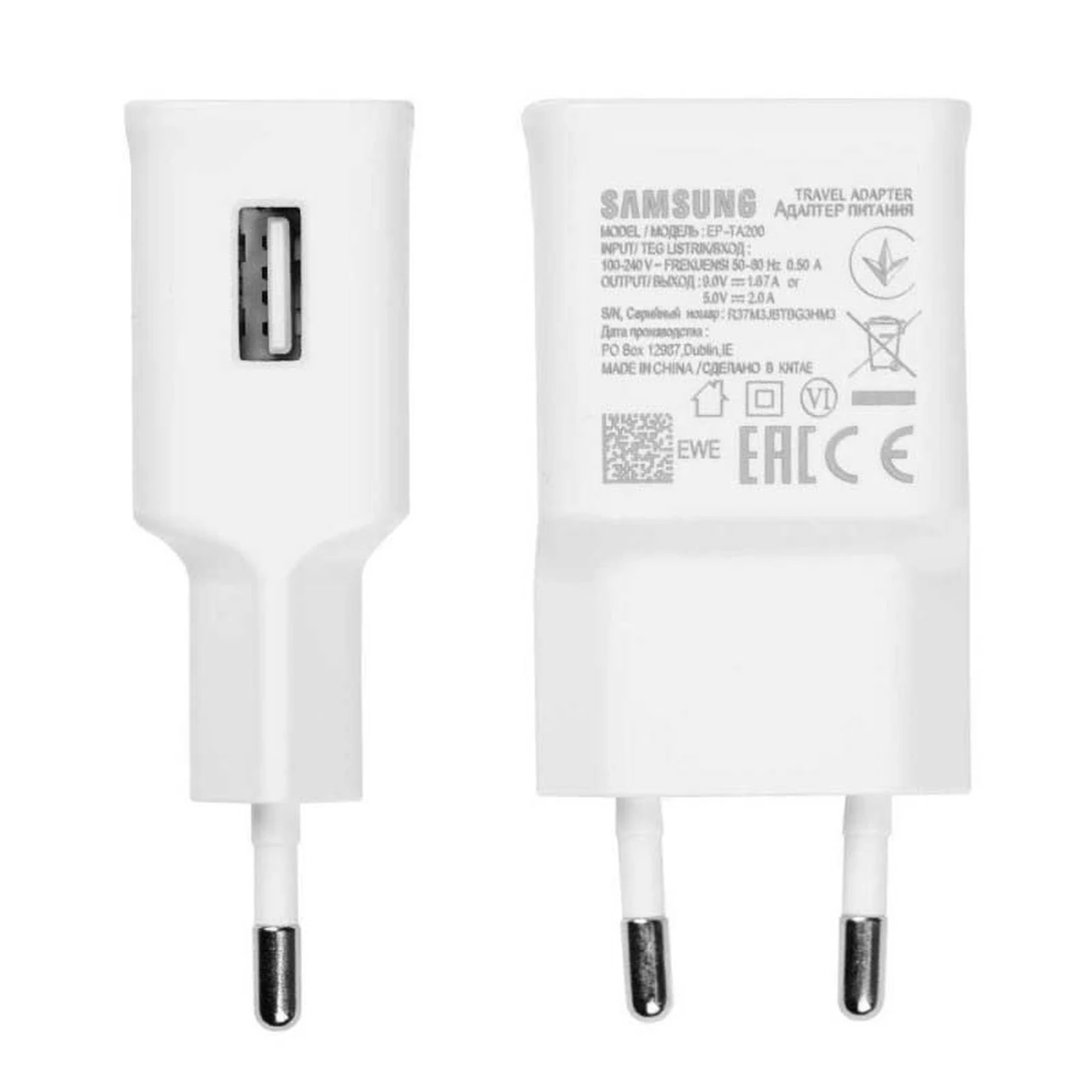 شارژر دیواری فست تک پورت Samsung مدل EP-TA200 S10 - سفید - ASP (گارانتی شش ماهه آروین)