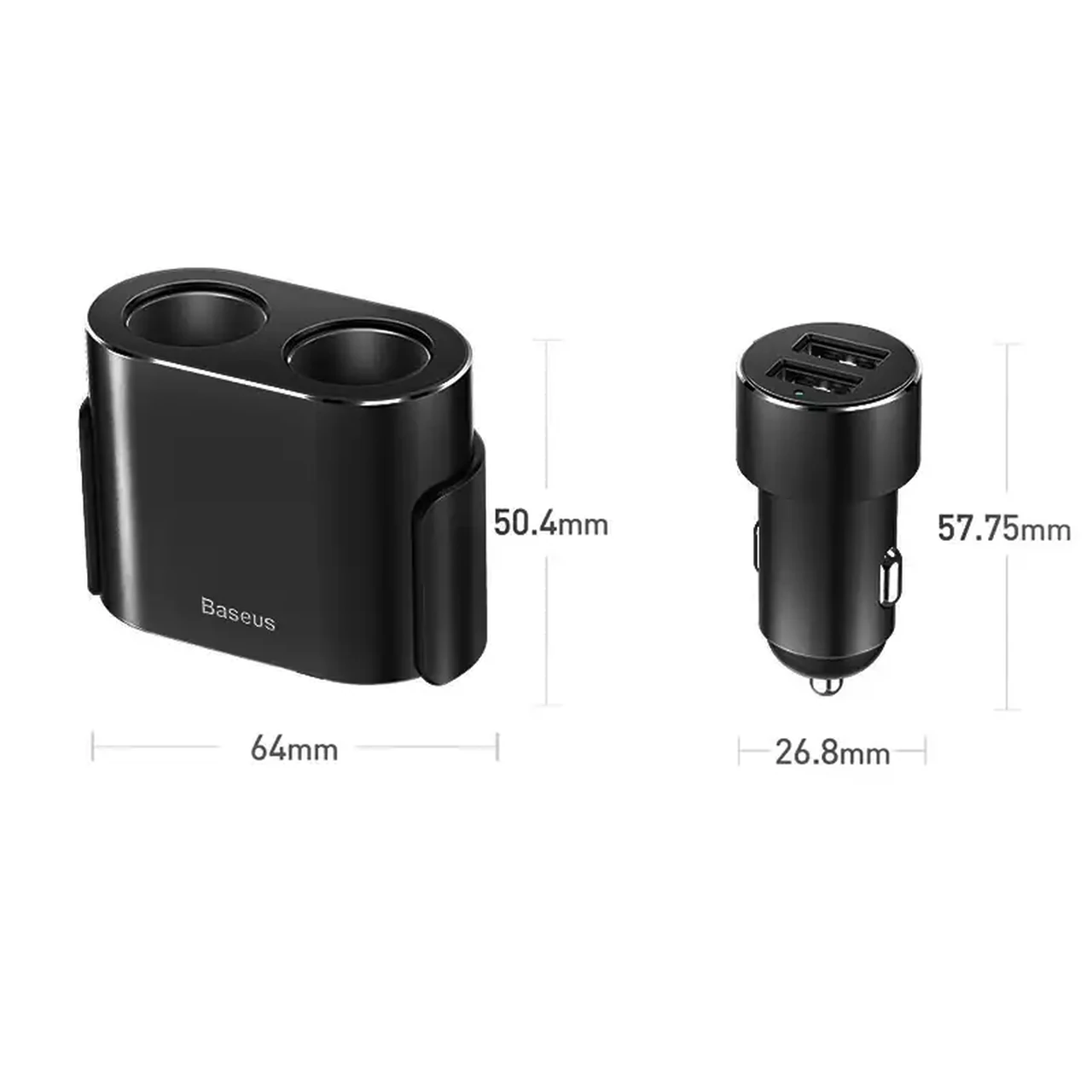شارژر فندکی فست دو پورت 80W Baseus مدل CRDYQ-01 - مشکی (گارانتی 24 ماهه آونگ)
