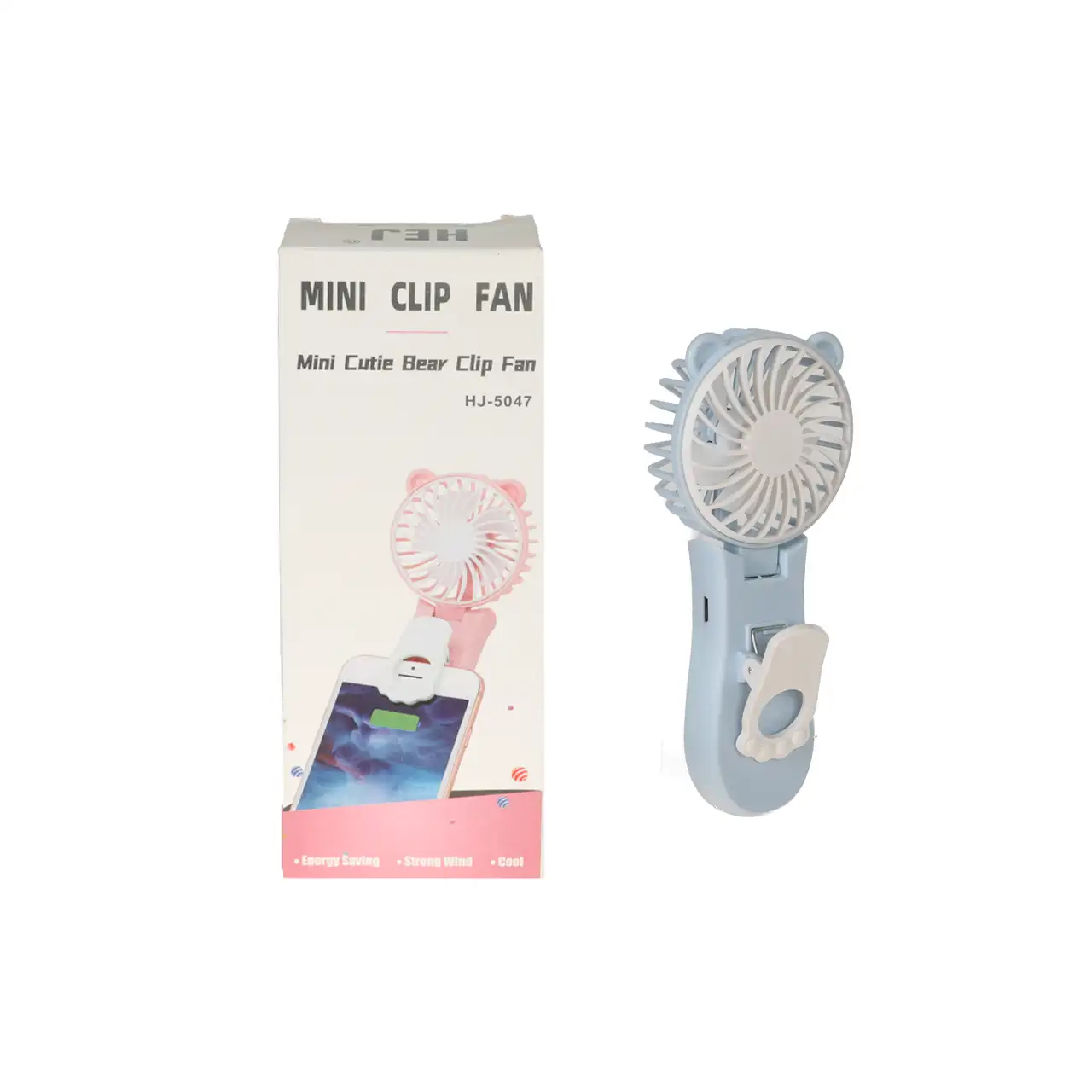 پنکه شارژی با قابلیت اتصال به موبایل مدل HJ-5047 - آبی