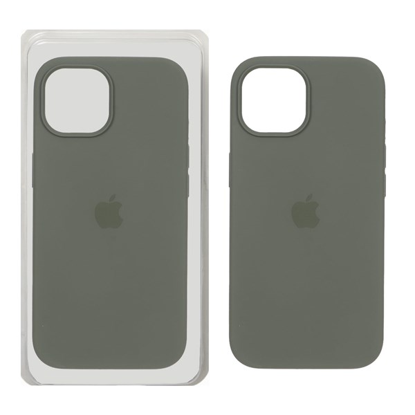 قاب سیلیکونی پاک کنی اورجینال Apple iPhone 15 - سبز زیتونی تیره (پک اصلی)