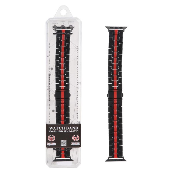 بند اپل واچ اورجینال Yoshit فلزی Color Line سایز 42/44/45/46/49 میلیمتری - مشکی قرمز (پک دار)