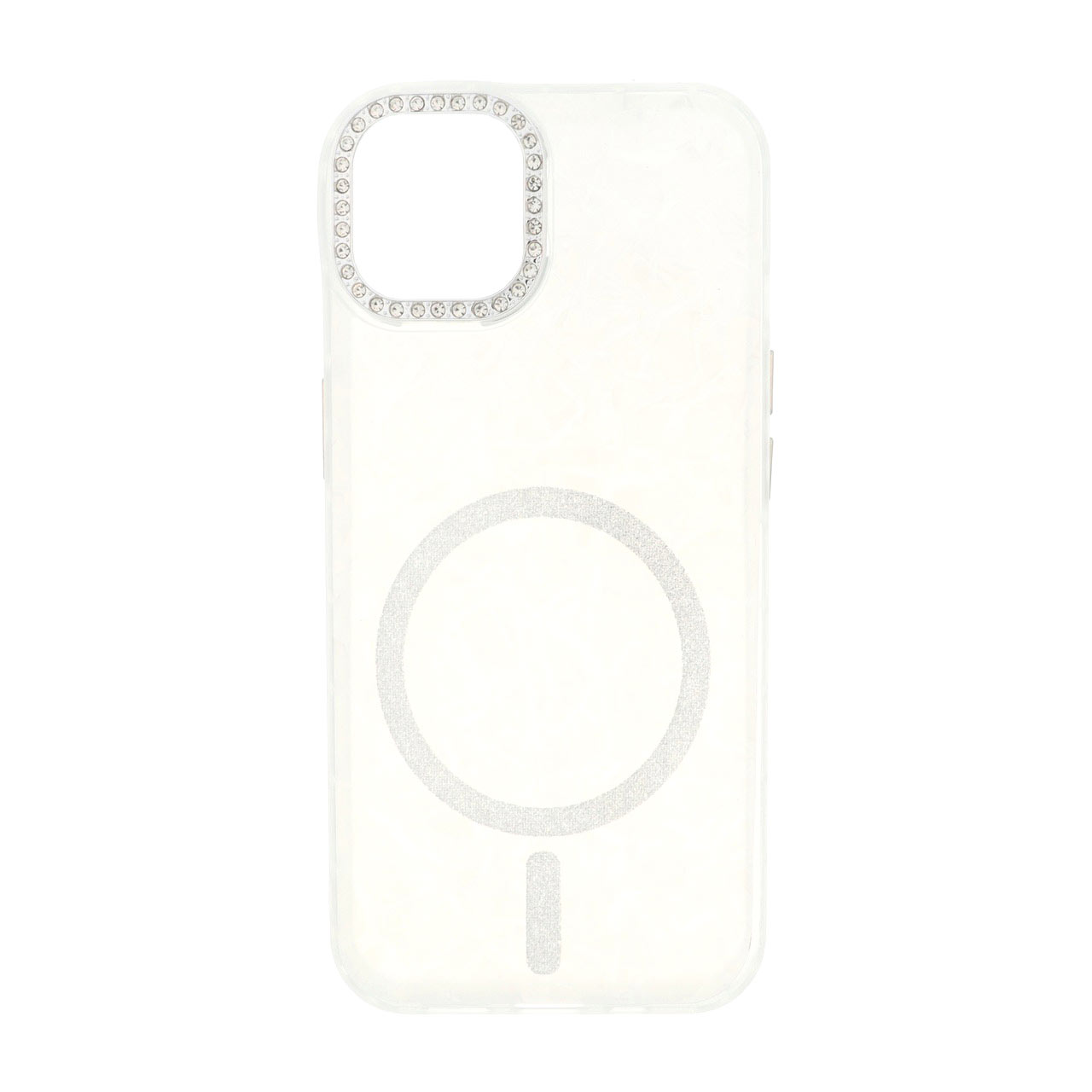 قاب ماربل طرح مگ سیف اکلیلی لنز نگین دار Apple iPhone 13 / iPhone 14 - سفید - MPS