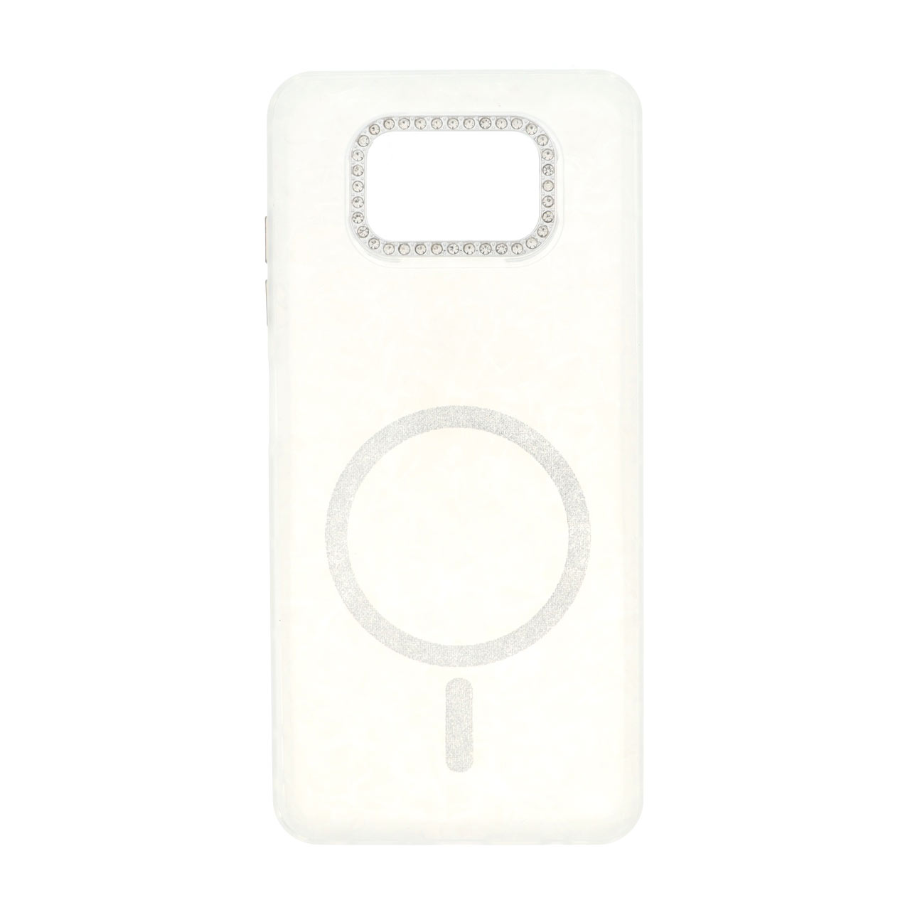 قاب ماربل طرح مگ سیف اکلیلی لنز نگین دار Xiaomi Poco X3 / Poco X3 Pro / Poco X3 NFC - سفید - MPS