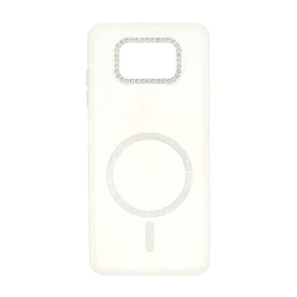 قاب ماربل طرح مگ سیف اکلیلی لنز نگین دار Xiaomi Poco X3 / Poco X3 Pro / Poco X3 NFC - سفید - MPS