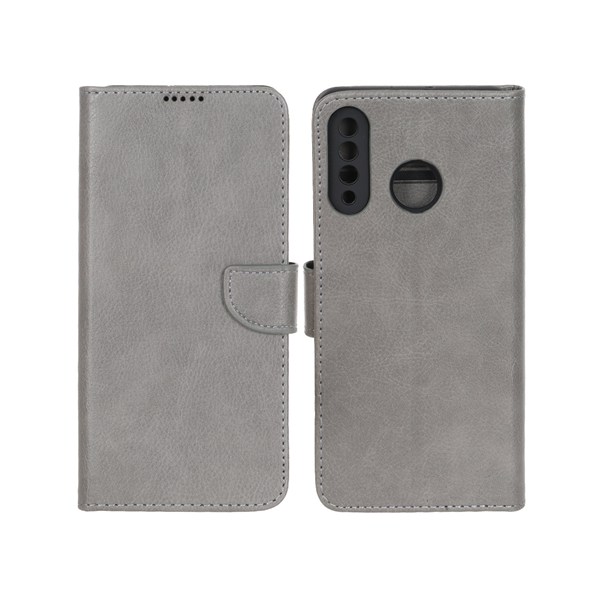 کیف چرمی موبایل مگنتی محافظ لنزدار KRF مدل Huawei P30 Lite - طوسی