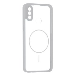 قاب پشت سخت شفاف محافظ لنزدار طرح مگ سیف دور رنگی Samsung Galaxy A10s - طوسی