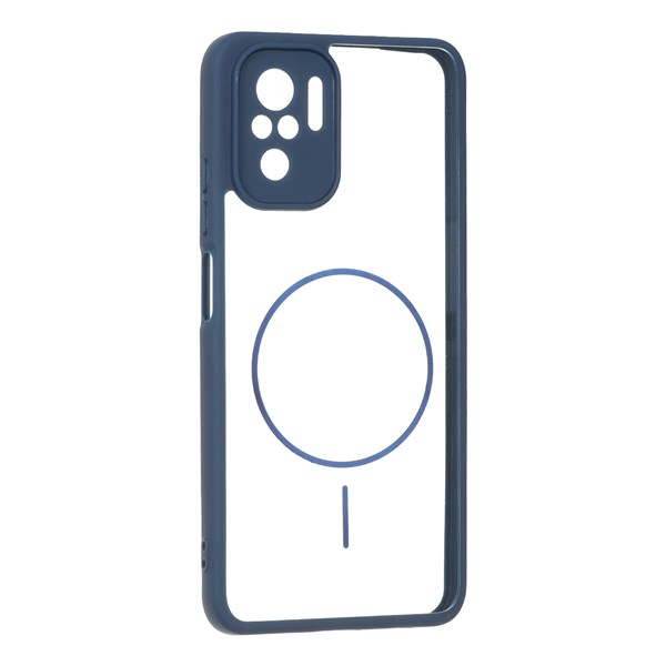 قاب پشت سخت شفاف محافظ لنزدار طرح مگ سیف دور رنگی Xiaomi Redmi Note 10 4G / Redmi Note 10S / Poco M5S - سرمه ای