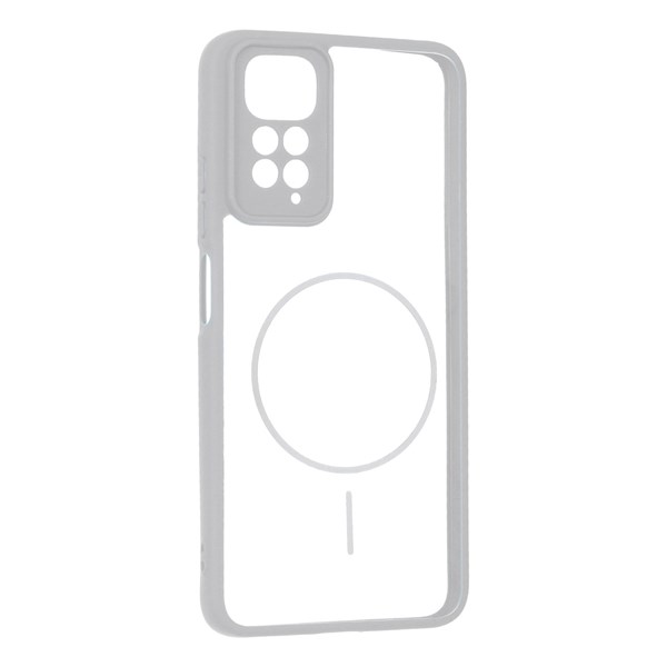 قاب پشت سخت شفاف محافظ لنزدار طرح مگ سیف دور رنگی Xiaomi Redmi Note 11 4G / Redmi Note 11S - طوسی