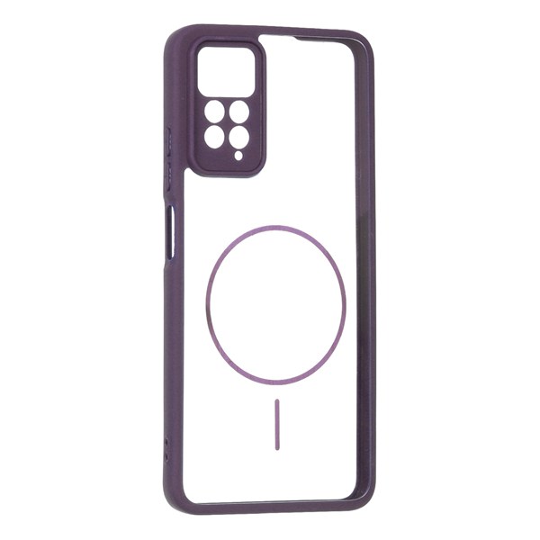 قاب پشت سخت شفاف محافظ لنزدار طرح مگ سیف دور رنگی Xiaomi Redmi Note 12 Pro 4G / Redmi Note 11 Pro - بنفش