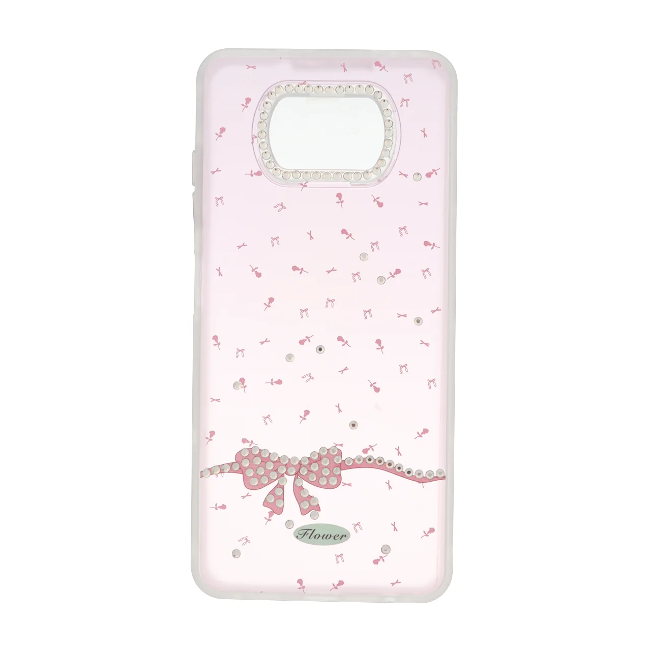 قاب مات پاپیونی نگینی طرح دار Xiaomi Poco X3 / Poco X3 Pro / Poco X3 NFC - صورتی روشن