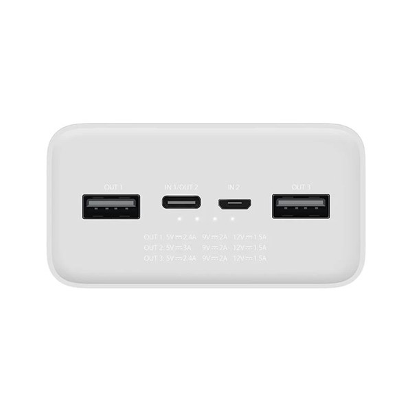 پاوربانک فست شارژ Xiaomi 30000mAh مدل PB3018ZM 18W - سفید - (گارانتی 6 ماهه شرکتی)