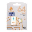 Queen tech microSDHC & adapter U3 Class 10 566X -85MB/s-64GBسفید طلایی